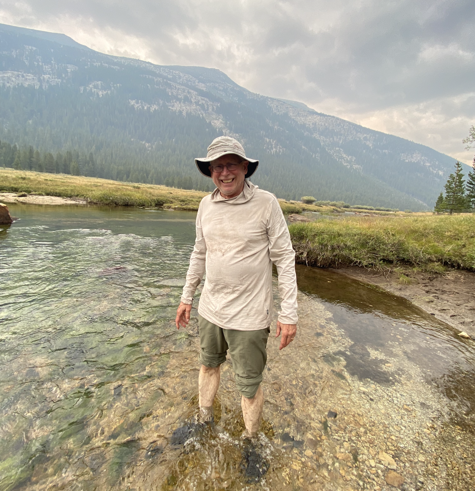 **Day 3**: My dad and I soaking our feet in the Tuolumne River during our afternoon break. It felt amazing!