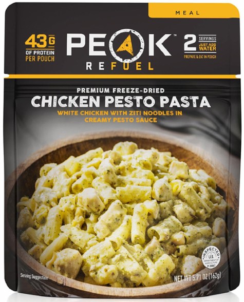 **My favorite freeze-dried meal:** Chicken Pesto Pasta (Peak Refuel)